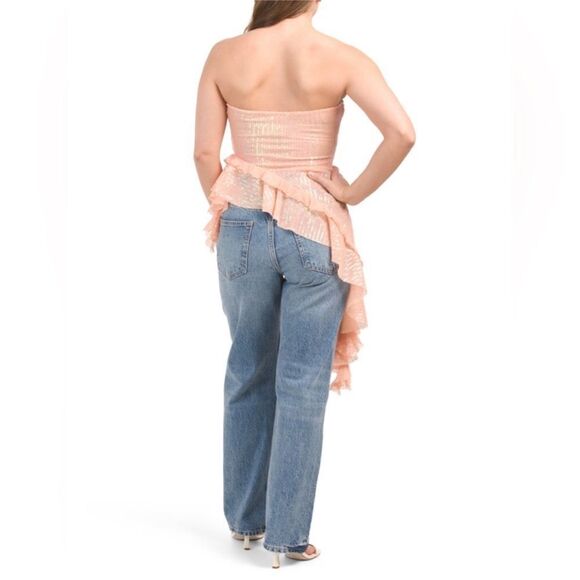 Free People NWT Taylor Sequin Tube Top in the color blush/peach size M - Picture 6 of 7